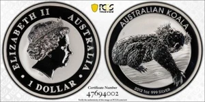 2012 P Australian $1 Koala - Uncirculated - Gold Shield Label - MS69 - Picture 1 of 1