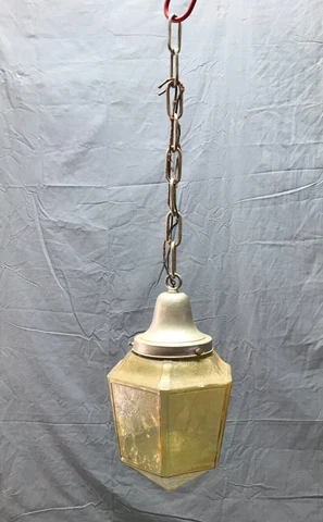 Antique brass Hanging Ceiling 6" Amber Yellow Textured Glass Globe VTG 1430-22B Cover