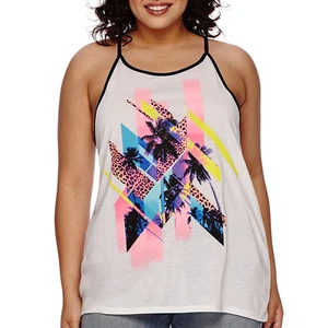 City Streets High Neck Screen Tank Top Juniors Plus Sizes 2X, 3X New With Tags - Picture 1 of 2