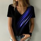 Women's Abstract Painting T-shirt V-neck tops 