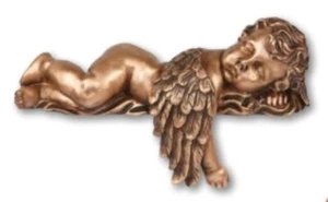 Grabengel liegend aus Bronze Grabschmuck  Bronzefigur 24 cm - Picture 1 of 1