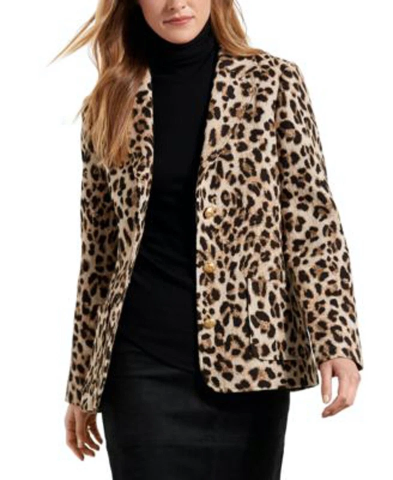 Blazer Jacquard Estampado Leopardo KAREN KANE Talla XS Leopardo 3L70118 Minorista $179 Foto 1 de 1