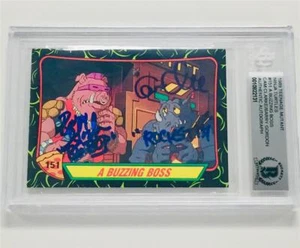 TMNT Ninja Turtle BARRY GORDON/CAM CLARKE signed BEBOP/ROCKSTEADY Topps Karte BAS - Bild 1 von 1