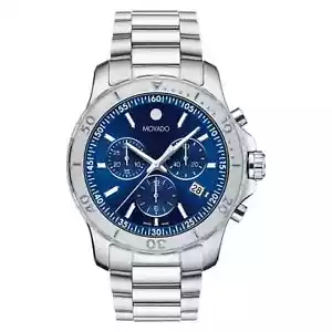 Movado Collection Series 800 Blue Dial Mens S/Steel Swiss Watch 2600151 2600172 - Picture 1 of 3