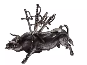 Antiche spiedini spada argento Matador Toro forma antipasti - Foto 1 di 5