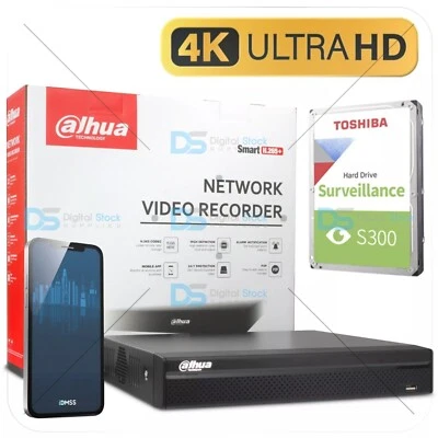 DAHUA 4K NVR uLTRA-HD 8MP IP PoE RECORDER 10TB HDD HDMI VGA ETHERNET H.265+ P2P - Image 1 of 4