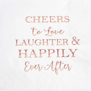 50 Count Bridal Shower Napkins Disposable Cocktail Napkins 3-Ply Rose Gold Foil - Picture 1 of 6
