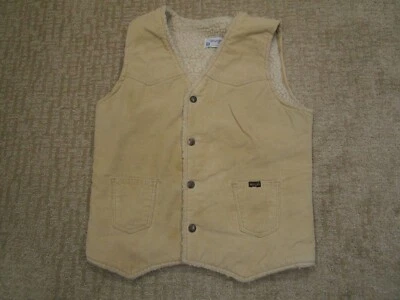 Vintage Wrangler Vest Men Medium Brown Western Corduroy Sherpa 70s USA Cowboy - Image 1 of 4