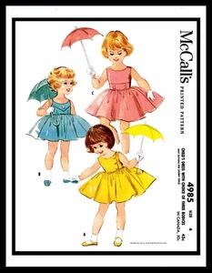 McCall's 4985 DRESS FROCK BABY GIRL Sewing Pattern Choose PIC 1-6 Toddler 1950's - Picture 1 of 20