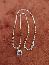 Vintage Amethyst Sterling Silver Pendant 18" Twist Rope Chain Necklace