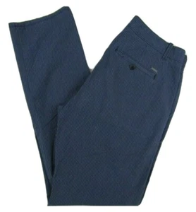 Pantalone uomo Calvin Klein flat front dritto blu gessato W30 X L32 cotone - Foto 1 di 9