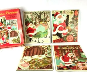 1960s Whitman Frame Tray 4 Puzzles The Night Before Christmas 4790 Original Box - Picture 1 of 9