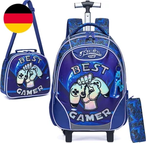 Htgroce Trolley Rucksack Kinder, Trolley Schultasche Mit Rollen Schultrolley Ruc - Bild 1 von 12