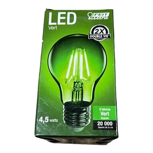 Feit Electric LED Green Light Bulb Glass 4.5 W A19 E26 Dimmable 25 W Equivalent - Picture 1 of 1