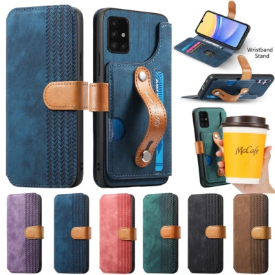 Magnetic Flip Card Case Wristband Cover for Samsung A54 A55 A70 A70S A71 A72 A73 - Image 1 of 4