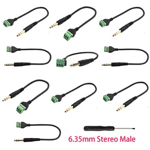 10pcs 6.35mm 1/4" Stereo TRS Male To AV Screw Video Balun Terminal Adapter Cable - Picture 1 of 12