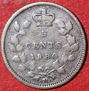 1880 H Canada 5 Cents Victoria KM# 2 - Picture 1 of 2