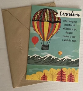 NUEVO Hallmark Globo de Aire CUMPLEAÑOS Tarjeta de Felicitación y Sobre para Nieto - Imagen 1 de 4