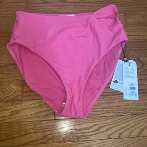 CALIA Women's High Waisted Side Tie Swim Bikini Bottom Size Medium Pink Heat - Picture 1 of 3