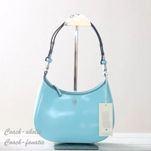 Neu mit Etikett Tory Burch Emerson Schultertasche aus Lackleder in hellem Celeste - Bild 1 von 10