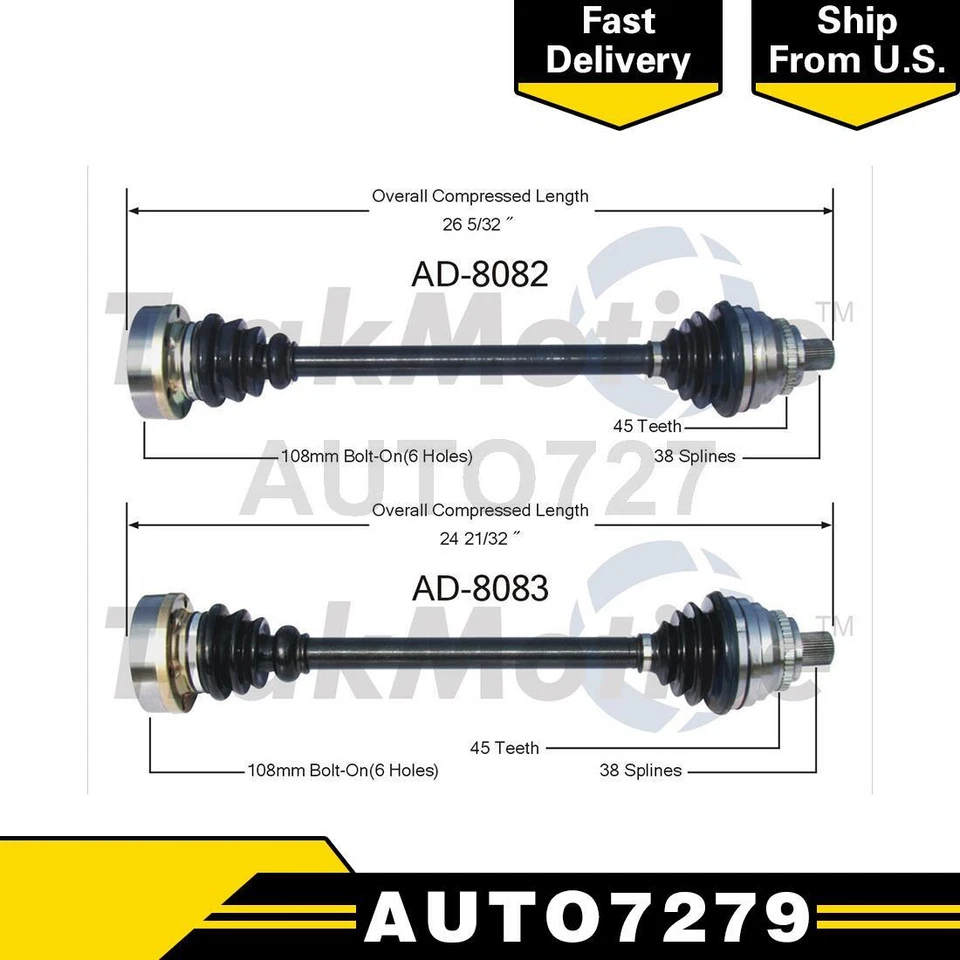 Front Driver Passenger CV Axle CV Joint Shaft Assembly For Audi A6 Quattro 1995 - Image 1 of 3