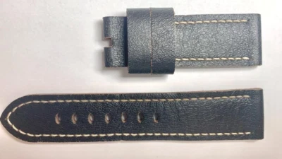 Officine Panerai 24X22mm Marrón Oscuro Piel de becerro Tang Hebilla Auténtica Fabricante de Equipo Original Foto 1 de 4