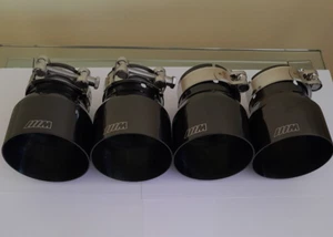 BMW M LOGO 3.75" 95mm BLACK TITANIUM M PERF EXHAUST TIPS M2 M3 F80 M4 M5 F10 M6 - Photo 1/2