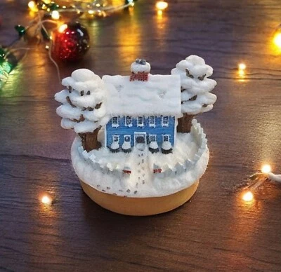 Our America Candle Topper For Jar Candle Blue House in Snow Winter New no Box - Image 1 of 4