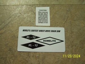 Vintage Homelite Chainsaw Model XL - 12 Decal Set In Black - Picture 1 of 1