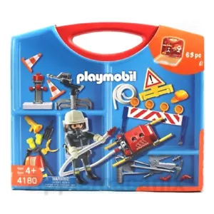 Playmobil 4180 Carrying Case Firemen Fire Rescue Take Along Set Firefighter - Picture 1 of 1