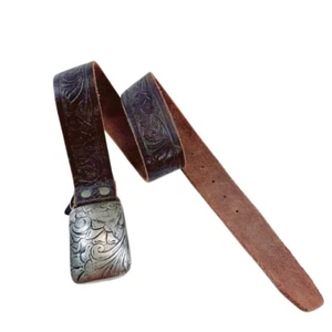 Brave Beltworks Mujer 30 Italia Cuero Hebilla Tooled Cinturón Occidental - Imagen 1 de 8