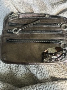 Brighton Metallic Leather Zippy Crossbody Mint - Picture 1 of 24