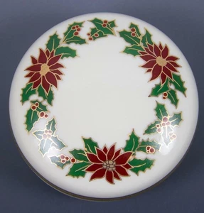 Mikasa Holiday Elegance Porcelain Poinsettia Covered Box 3.5" FK001/420 NEW - Picture 1 of 6