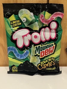 TROLLI MOUNTAIN DEW Sour Brite Crawlers vermi gommosi caramelle 4,25 once Mtn rugiada NUOVO - Foto 1 di 3