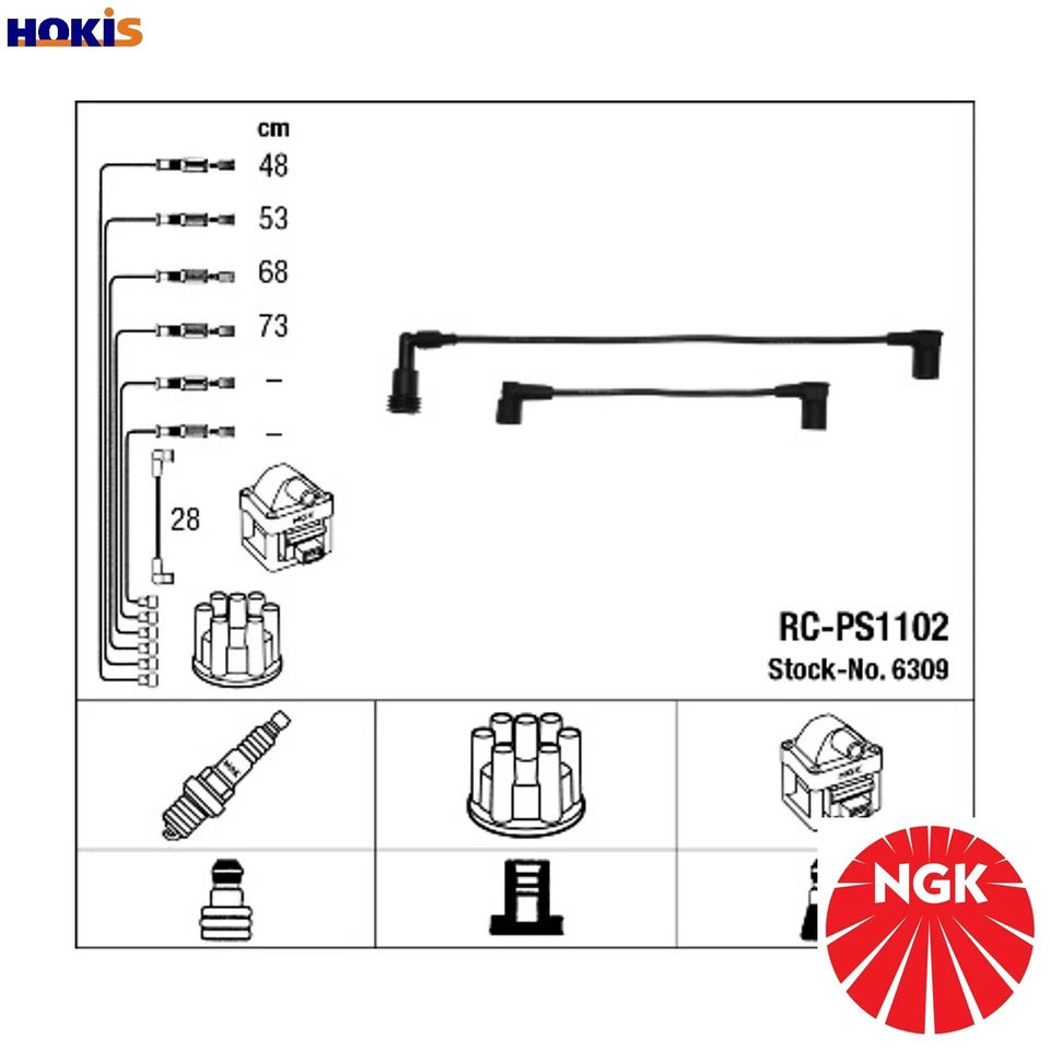 IGNITION CABLE KIT 6309 FOR PORSCHE M44.12/11 2.7L M44.52/50/51/01/06/05 2.5L - Image 1 of 4