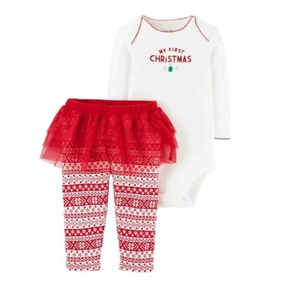 Just One You Bebé Niñas 3 Meses Primera Navidad Body y Tutú Leggings Nuevo con Etiquetas Foto 1 de 2