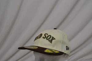New Era 59FIFTY Boston Red Sox Retro Crown Fitted Hat 7 1/4 Cream Brown NEW - Picture 1 of 9