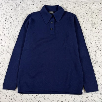 Suéter Polo Meister Vintage Años 70 Para Hombre S Azul Marino Lana Tejido Manga Larga Mod Retro Foto 1 de 4