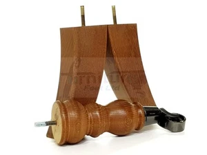 Turned Wood Furniture Feet 8 Inches Tall 2 With Castors 2 Curved Back Legs 205mm - Picture 1 of 23