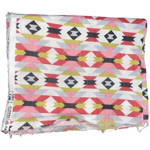 Cloud9 Organic Geometric Fabric 36x44 Pink Yellow Gray Aztec Quilt Cotton - Picture 1 of 3