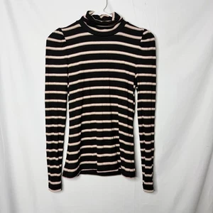 Veronica Beard Black Beige And Red Striped Turtleneck XS - Picture 1 of 4