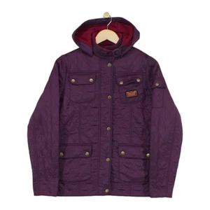 Barbour Viper Quilted Jacket Girls Size 2XL Purple Hooded Youth Fleece Lined - Picture 1 of 14