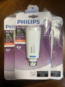 New Philips 26w Equivalent PL-C PL-T 4-Pin Vertical LED Tube Lightbulb 3 Pack - Picture 1 of 2