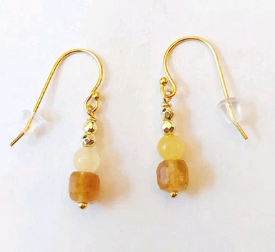 Orecchini in argento 925 oro pietre tormalina giada ematite dorata regalo Natale - Immagine 1 di 4