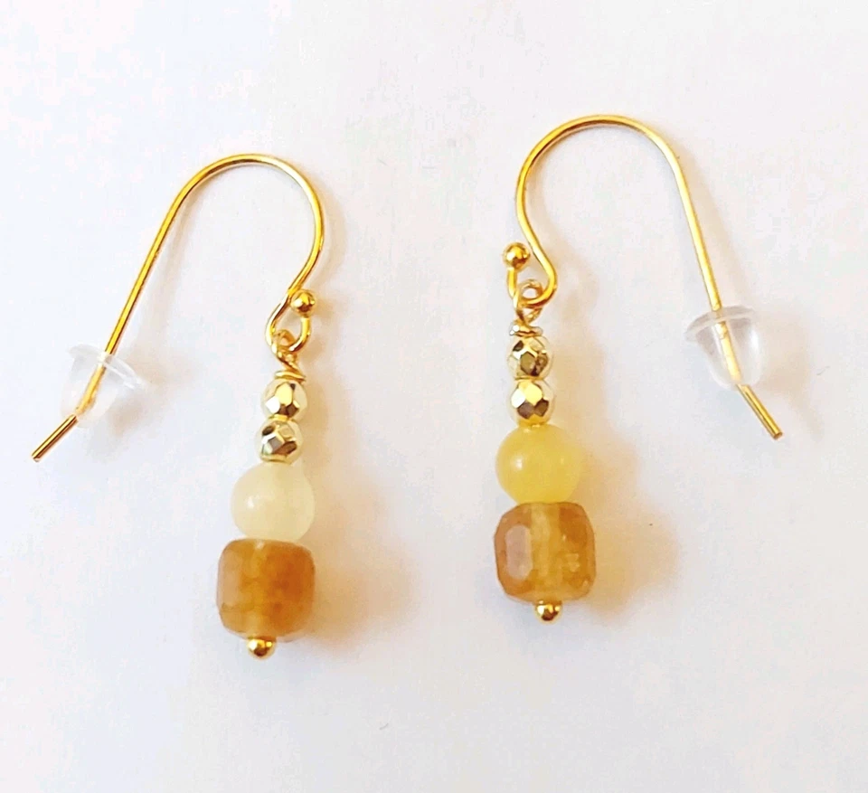 Orecchini in argento 925 oro pietre tormalina giada ematite dorata regalo Natale - Immagine 1 di 4