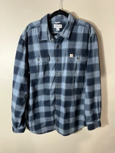 Camisa de franela Carhartt para hombre X grande alta azul pesada calce original ropa de trabajo a cuadros - Imagen 1 de 19