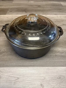 VINTAGE Wagner Ware 1891 Original Gusseisen 5Qt Dutch Oven mit Glasdeckel - Bild 1 von 9