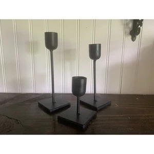 3 Black Metal Candle Holders - Picture 1 of 3