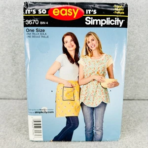 Delantales Simplicity 3670 bolsillos de longitud media o completa falta patrón de talla única fácil - Imagen 1 de 4