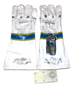 GUANTES POWER RANGERS SPD 2004 BANDAI BLANCO AZUL ORO RAYAS FUNCIONA CON BATERÍA - Imagen 1 de 8